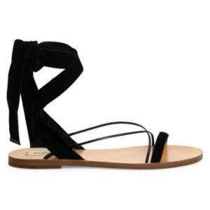 Valentino  Garavani Lace-Up Leather-Trimmed Velvet Sandals
